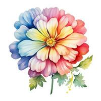 Bright colorful watercolor flower, abstract plant, clipart on a white background. Generative AI photo