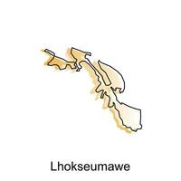 mapa ciudad de lhokseumawe ilustración diseño, mundo mapa internacional vector modelo con contorno gráfico bosquejo estilo aislado en blanco antecedentes