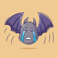 Flat cartoon design vector of sad bat for halloween element