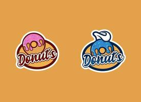 Emblem donuts cake and bakery logo design vector