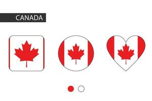 Canada 3 shapes square, circle, heart with city flag. Isolated on white background. vector