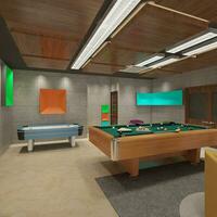 Creating a Relaxation Haven Office Play Zone Interior Design for Employee Well being 3D rendering photo