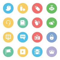 Set of Communication Data Flat Icons vector