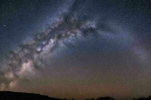 Night view of nature mountain with the Milky Way. AI Generative Pro Photo