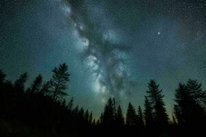 Night view of nature mountain with the Milky Way. AI Generative Pro Photo