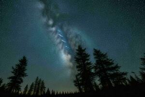 noche ver de naturaleza montaña con el lechoso forma. ai generativo Pro foto