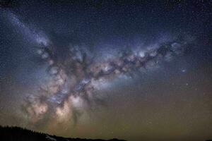 Night view of nature mountain with the Milky Way. AI Generative Pro Photo