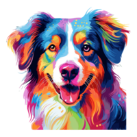 colorful portrait of dog transparent background png