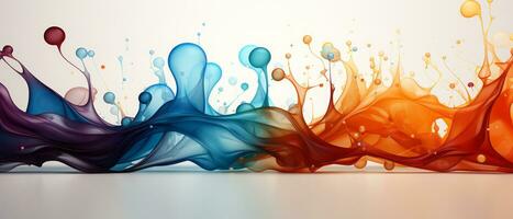 Digital abstract colorful paint splashes background. AI Generated. photo