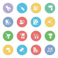 Collection of Tools Flat Icons vector