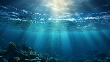 underwater scene with bubbles scene with sun rays Generate AI photo