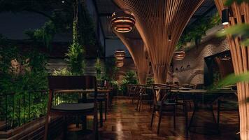 Aesthetic Harmony Balancing Decorative Elements in Restaurant Interior Design 3D rendering photo