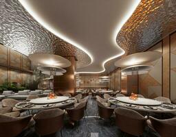 maravilloso restaurante interiores creando un cautivador comida experiencia 3d representación foto
