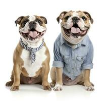 Love dogs couple in isolated white background photo