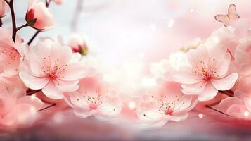 antecedentes con Cereza flores, suave difuminar generar ai foto