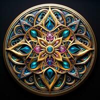 Fantasy Mandala Design Magical Spiritual Art Background AI Generative photo