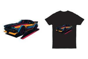 Illustration artwork of t shirt graphic design retro vintage car vector