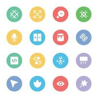 Collection of Designing Objects Flat Circular Icons vector