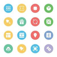 Collection of Web Design Tools Flat Circular Icons vector