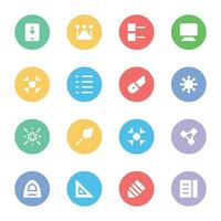 Stationery and Design Tools Flat Circular Icons vector