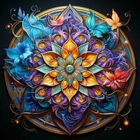 Fantasy Mandala Design Magical Spiritual Art Background AI Generative photo