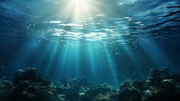 underwater scene with bubbles scene with sun rays Generate AI photo