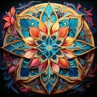 Fantasy Mandala Design Magical Spiritual Art Background AI Generative photo