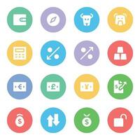 Business and Money Management Flat Circular Icons vector