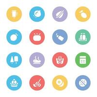 Set of Foods and Desserts Flat Circular Icons vector