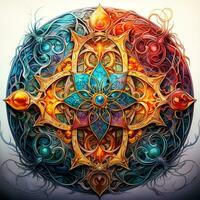 Fantasy Mandala Design Magical Spiritual Art Background AI Generative photo