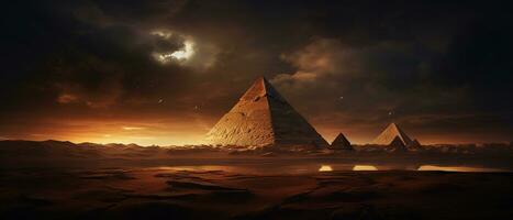 Photo landscape of Pyramid at sunset AI generative