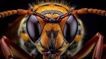 Macro photo of insect head AI generative