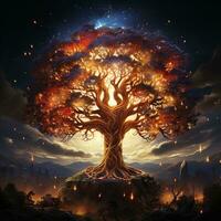 Fantasy Tree of Life Magical Design Spiritual AI Generative photo