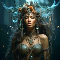 Fantasy Dreamcatcher Magical Spiritual Art Wallpaper AI Generative photo