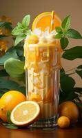 Fresh orange juice with milk photo