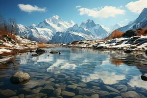 Cold mountains with blue sky photo