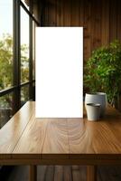 Blank sheet mockup in wood factory photo