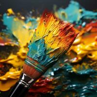 paint brush with liquid paint photo