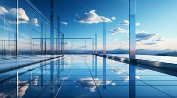 Glass Building with Clouds photo