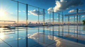 Modern showroom with glass floor photo