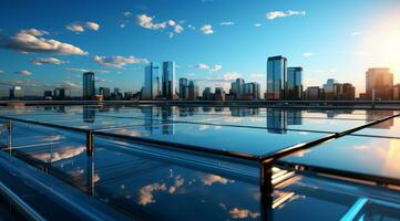The view of mordern glass buildings photo