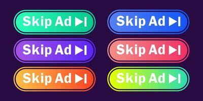 Skip Ad button. Video block icon for advertising. App template for interface. Vector