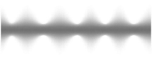 Dotted wave. Halftone vector pattern. Abstract music sound. Wavy audio shape equalizer. Dynamic beat gradation.