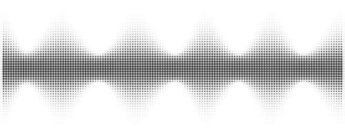 Dotted wave. Halftone vector pattern. Abstract music sound. Wavy audio shape equalizer. Dynamic beat gradation.