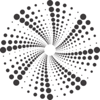 gepunktet Kreis Muster. abstrakt Hälfte Ton Grafik. kreisförmig texturiert runden Spiral- rahmen. Strudel geometrisch Ring mit Gradation. png