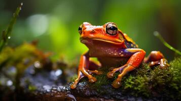 Colorful frog in the rainy forest photo