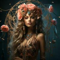 Fantasy Dreamcatcher Magical Spiritual Art Wallpaper AI Generative photo