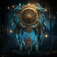 Fantasy Dreamcatcher Magical Spiritual Art Wallpaper AI Generative photo