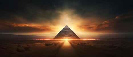 Photo landscape of Pyramid at sunset AI generative