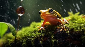 Colorful frog in the rainy forest photo